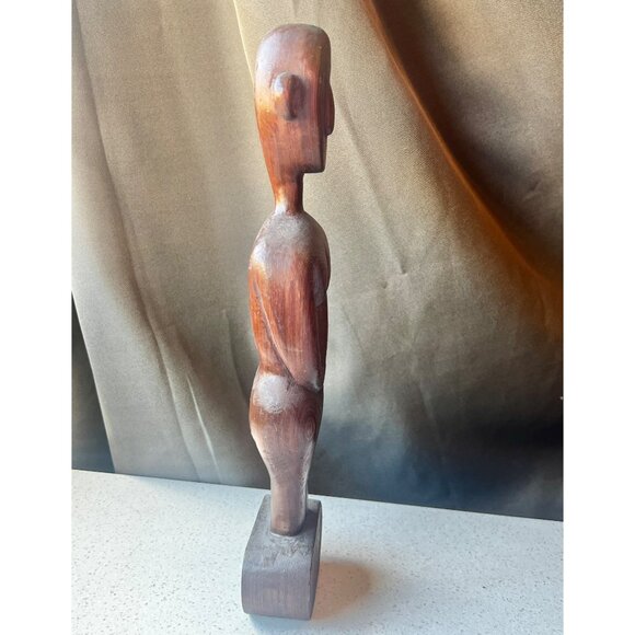 Handcrafted Wooden Abstract Female Figure Sculpture Vintage 13” T - Picture 11 of 14